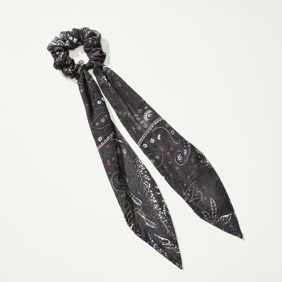 Lucky Brand Printed Scarf Scrunchie - Women's Accessories Scarves Scarf Bandana in Dark Grey