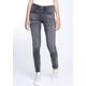Skinny-fit-Jeans GANG "94MORA" Gr. 33 (42), N-Gr, schwarz (black used) Damen Jeans Röhrenjeans mit 3-Knopf-Verschluss und Passe vorne