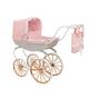 Bella Rosa Cambridge Carriage Pram | Pink Traditional Carriage Pram Dolls Pram Rose Gold Wheels | Kids Travel System With Matching Pillow And Blanket | Pushchair & Pram Toys For Kids Aged 3+