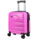 Rocklands® 4 Wheel Hard Shell PC Carry On Suitcase EasyJet Under Seat Cabin Bag 45x36x20cm (Pink)