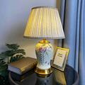 SDUYTDG Classical Floral Bedroom Table Lamp, Study Reading Lamp Barrel Shape Shade For Ceramic Light,beige Ginger Jar Light For Bedroom Bedside Living Room