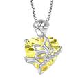 FJ November Birthstone Necklace for Women 925 Sterling Silver Citrine Necklace Butterfly Pendant Rose Flower Necklace Jewellery Gifts for Women Mom Wife Girls Her