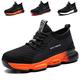Safety Trainers Men Women Steel Toe Cap Trainers Safety Shoes Work Trainers Lightweight Non Slip Work Safety Boots Industrial Protective Sneakers Black Orange 11 UK
