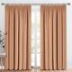 Oxford Homeware Blackout Curtains Thermal Insulated Pencil Pleat Curtains for Bedroom Living Room Window Treatments Curtains & Drapes - Energy Saving Curtain with Tie Backs (W66 x L72, Beige)