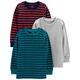 Simple Joys by Carter's Jungen 3-Pack Thermal Long Sleeve Shirts Hemd, Blaugrün/Grau Meliert/Marineblau Streifen, 6-9 Monate (3er Pack)