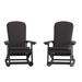Flash Furniture Savannah Set of 2 All-Weather Poly Resin Wood Adirondack Rocking Chairs in Black with Gray Cushions for Deck Porch and Patio