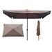 10ftx6.5 Ft Patio Umbrella Rectangular Outdoor Umbrella Sun Shade with Crank and Push Button Tilt 45 Degrees Rotation Canopy Sunbathing Umbrella for Garden Backyard Pool Beach Chocolate