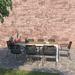 Amazonia Kattegat 9-Piece Patio Rectangular Dining Table Set Ideal for Outdoors and Indoors Grey Cushions