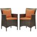 Side Dining Chair Armchair Set of 2 Rattan Wicker Brown Orange Modern Contemporary Urban Design Outdoor Patio Balcony Cafe Bistro Garden Furniture Hotel Hospitality