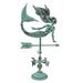 Contrast Verdigris Copper Mermaid Tabletop Weathervane w/ Optional Fence Mount