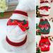Christmas Dog Sweater Dog Clothes with Bow Tie Soft Keep Warm Polyester Pet Clothes for Winter Beige L