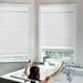 MOOD Custom Fabric Roman Shades for Windows | Cordless + Designer Styles with Thermal Backing | 68 inches wide blinds for Bedroom Living Room Doors and Homes | Pure White (Privacy) | 68 W x 72 H