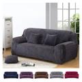 Velvet Sofa Cover 4 Seaters Plush Couch Cover Slipcover All-Inclusive Protector Washable with Non-Slip Straps Dark Gray