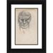 Winold Reiss 16x24 Black Ornate Framed Double Matted Museum Art Print Titled: Sketches and Drawings Related to â€˜The Soldier in the German Pastâ€™ by George Liebe. Study of Head of K