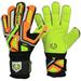 Renegade GK Fury Volt Goalie Gloves with Pro-Tek Finger Spines | 4mm Giga Grip & 4mm Duratek | Neon Yellow Orange Black Soccer Goalkeeper Gloves (Size 6 Youth Flat Gecko Cut Level 4)