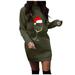 Dresses for Women Christmas Dresses for Women Casual Long Pullover Long Sleeve Round Neck Mini Sweatshirt Dress Sweater Dresses A1