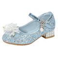 Youmylove Toddler Little Kid Girls Dress Pumps Glitter Sequins Princess Flower Low Heels Party Show Dance Shoes Rhinestone Sandals Baby Shoes Spring/Autumn