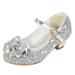 JDEFEG Stride Ride Shoes Girls Toddler Little Kid Girls Dress Pumps Glitter Sequins Princess Bowknot Low Heels Party Dance Shoes Rhinestone Sandals Sandals 5T Pu Grey 26