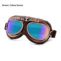 Lens Frame Snowboard Protective Gears Vintage Retro Goggles Motorcycle Glasses Cruiser Scooter Pilot BROWN COLOUR LENSES