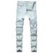 Tejiojio Men s and Big Men s Relaxed Fit Men s New Tight-fitting Ripped Straight Hip-hop Stretch Motorcycle Denim Trouser