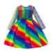 JDEFEG Matching Dresses for Sisters Kids Child Girls Bowknot Multicolor Pageant Dress Birthday Party Kids Lace Rainbow Gown Princess Dress Old Girls Dress Cotton Blend Green 140