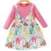 Popshion Toddler Girls Princess Bowknot Dress Color Block Round Neck Casual Mid-length Fall Dress
