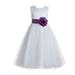 Ekidsbridal Ivory V-Back Lace Edge Junior Flower Girl Dress Wedding Tulle Junior Pageant Gown for Toddlers 183T 6