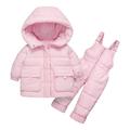 ZCFZJW 2Pcs Baby Boys Girls Snowsuit Winter Warm Down Puffer Coats Outerwear Clothes Hooded Jacket Snow Ski Bib Pants Outfits Ski Suit Set(Pink 1-2 Years)