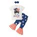 Cute Teen Girl Outfits Toddler Kids Baby Girls Independence Days 3pcs Clothes Sets Letter T Shirt Tops 4th Of July Striped Star Flare Pants Headband Outfits New Born Ones