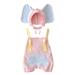 Baby Boy Gift Baby Boys Girls Patchwork Overalls Suspender Pants With Cute Elephant Hat Outfit Set Clothes 2PCS Baby Leave