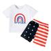 Flash Track Suit Flag Girls Tops Independence American Boys Summer Outfits Day Shorts Shirt Short Set Years Kids Toddler Sleeve 1-5 T Boys Outfits&Set Two Piece Jumpsuit Women