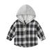 JDEFEG Boy Short Toddler Boys Long Sleeve Winter Autumn Hoodie Shirt Tops Coat Outwear for Babys Clothes Plaid Yellow Black Top for 9 Year Old Boys Cotton Blend A 90