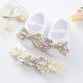 Esho Newborn Baby Girls Shoes with Headband Infant Bowknot Crib Cute Party Dress Shoes 0-12M