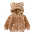 Fesfesfes Winter Fleece Coat for Boys and Girls Velvet Hoodie Jacket Children s Warm Zipper Jacket Hooded Faux-Wool Outerwear Clearance