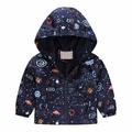 Fesfesfes Toddler Boys and Girls Jacket Printed Hoodie Jacket Lightweight Thin Jacket Outerwear Windproof Jacket Clearance