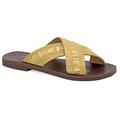 36 Gold Emmanuela Antike griechische flache Sandalen aus Leder, hochwertige handgefertigte Slide on X Strap Sommerschuhe für Damen, Slide Sandalen mit offenen Zehen