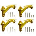 Premium Hardware Polished Brass Standard 4 Pack Handrail Brackets GOLD Heavy Duty Wall Mounted Railing Brackets High Quality Solid Steel Stairway/Staircase Handrail Brackets