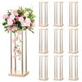 Sziqiqi 60cm Gold Wedding Centrepieces for Table Decoration - 10 Pieces Tall Geometric Flower Stand Metal Floor Vases Table centrepiece for Party Birthday Anniversary Reception Baby Shower Engagement