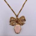 J. Crew Jewelry | J Crew Bow Necklace With Rhinestones & Pale Pink Locket J.Crew Gold Layering | Color: Gold/Pink | Size: Os