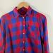 American Eagle Outfitters Tops | American Eagle Blue Red Plaid Button Front Casual Cotton Blend Womens Top Sz M | Color: Blue/Red | Size: M