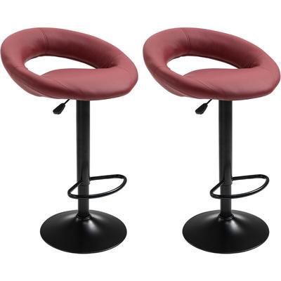 Set mit 2 Barhockern vegas rot bordeaux - maximale Belastung: 120 kg - PU-ähnlich - Metallfuss Image