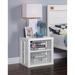 Industrial Metal (Iron) Nightstand (USB) with 2 Open Compartments, White, Easy to Assemble