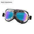 Lens Frame Snowboard Protective Gears Vintage Retro Goggles Motorcycle Glasses Cruiser Scooter Pilot BLACK COLOUR LENSES