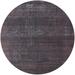 Ahgly Company Machine Washable Indoor Round Industrial Modern Black Eel Black Area Rugs 6 Round