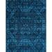 Ahgly Company Machine Washable Indoor Rectangle Abstract Bright Navy Blue Area Rugs 7 x 10