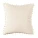 Phantoscope Christmas holiday Decorative Throw Pillow Pom Pom Velvet Series pillow cover 18 x 18 Off White 1 Pack