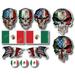 12 Mexican skull Mexico American Flag 3M Sticker Decal Latino USA Country Pride - for car truck window bumper phone case computer laptop - Free decals with every order!