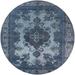 Ahgly Company Machine Washable Indoor Round Industrial Modern Light Purple Blue Area Rugs 5 Round