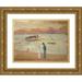 Ernst Schiess 24x19 Gold Ornate Framed and Double Matted Museum Art Print Titled - Sailor Boy Small Boats and Sea Arm