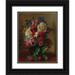 George Henry Hall 12x14 Black Ornate Wood Framed Double Matted Museum Art Print Titled: Still Life with Flowers and Strawberries (1868)